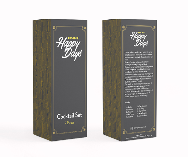 Packaging for Project Happy Days Cocktail Set