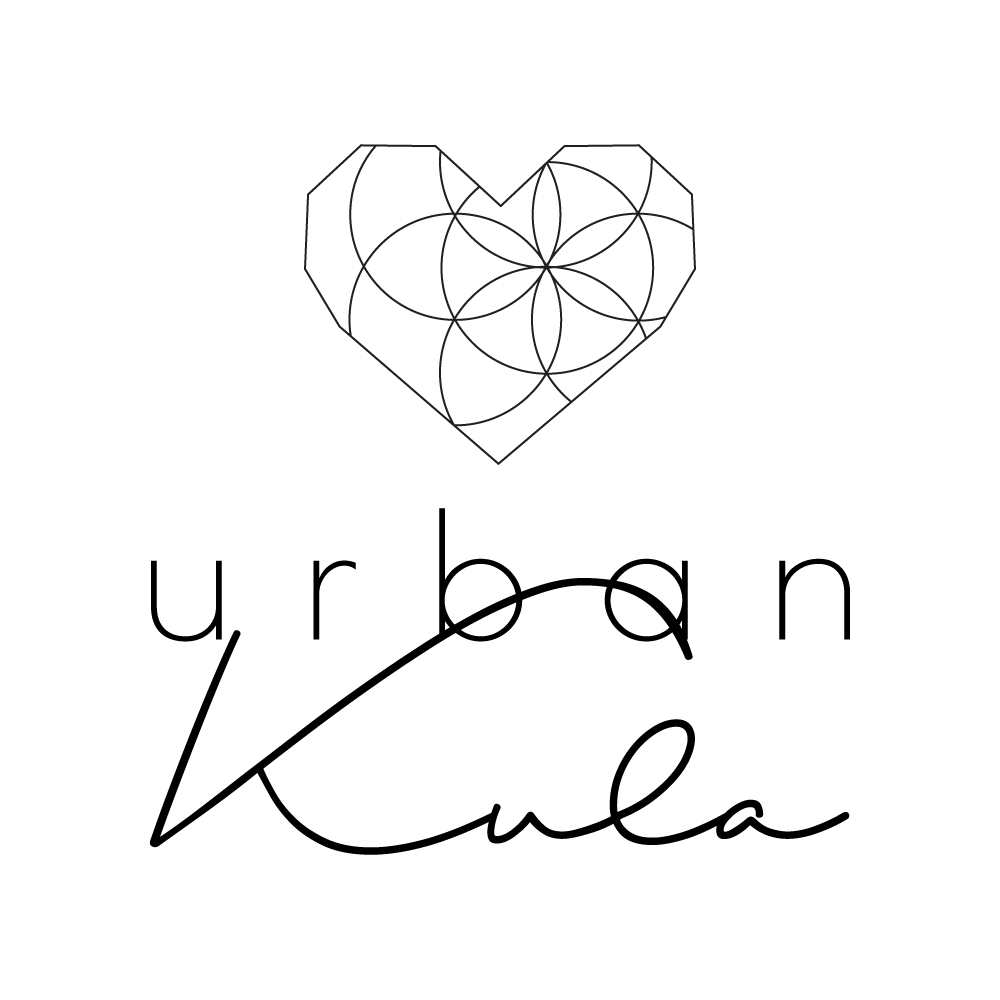 Alternate logo #1 with the words Urban Kula underneath a geometric heart shape